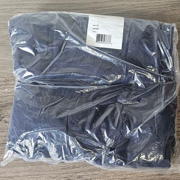 Ny Collection Women's Petite Flutter Sleeve Ruffle MIDI Dress Large Navy NWT - Picture 3 of 6